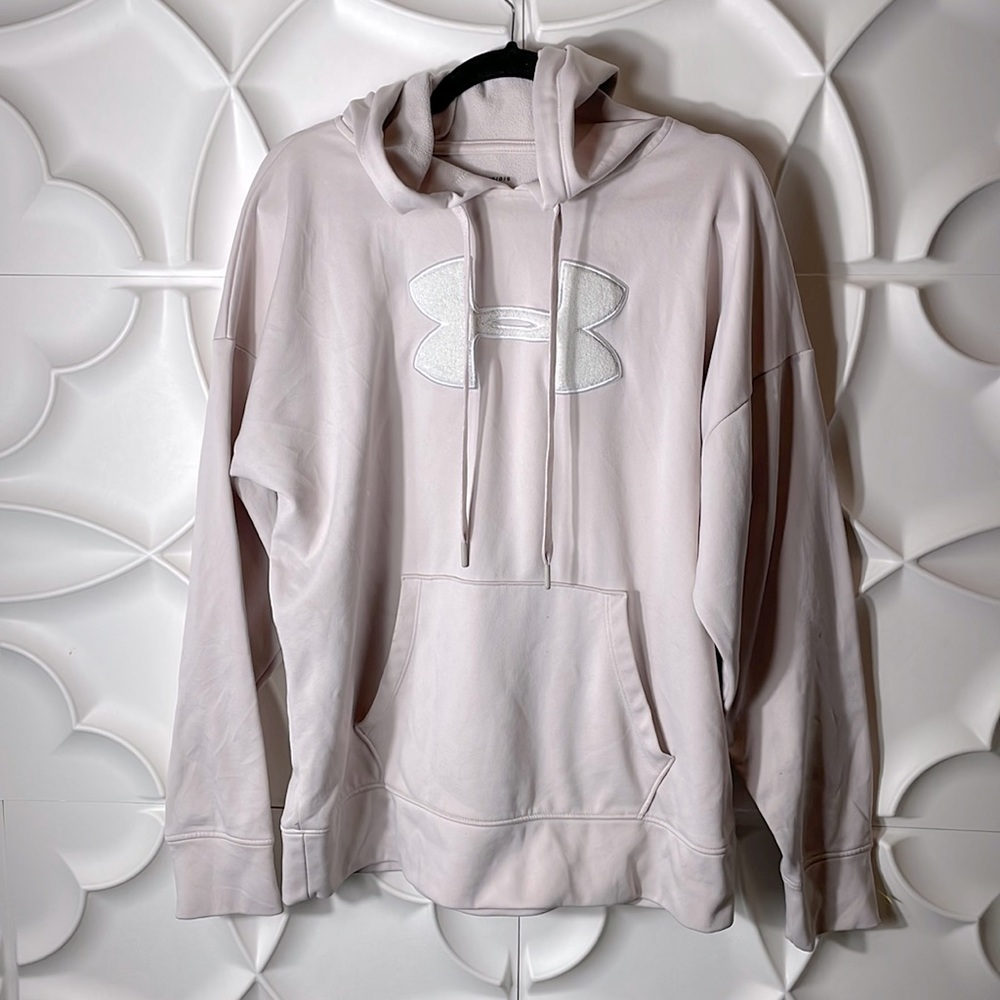 Under Armour cologear light pink logo sweatshirt hoodie L.     Gggg